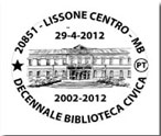 Annullo filatelico "DECENNALE BIBLIOTECA CIVICA"