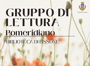 Lissone -  locandina del gruppo di lettura con frammenti pagine di libro e foglie