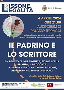 Lissone | miniatura manifesto evento Lissone Legalità Il Padrino e lo Scrittore