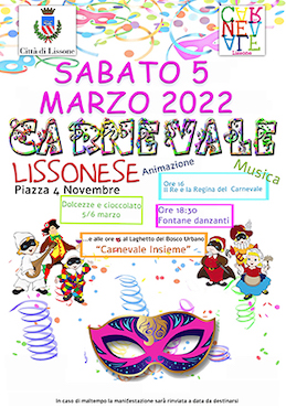 Lissone - volantino carnevale con maschere e coriandoli 