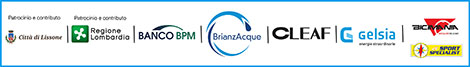 Patrocinio e contributo Città di Lissone e Regione Lombardia | Loghi Banco BPM - BrianzAcque - CLEAF -| Gelsia energie - BiciMania - Sport Specialist