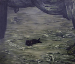 Marisa Favretto:Once in the living room, 2009 - olio su tela, 160x170 cm