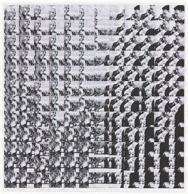 Maurizio Galimberti Nelson Mandela e Muhammad Ali, 2000 Fotografia di Dana Gluckstein 2021 Mosaico con Fuji-instax cm 93x90 LUCHI Collection