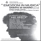 Miniaturizzazione manifesto Concerto "EMOZIONI IN MUSICA. Omaggio a Battisti e ... dintorni" 